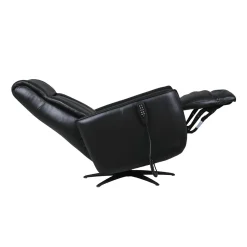 Fauteuil tout cuir électrique inclinable et pivotant 4 moteurs avec massage, haut-parleurs intégrés et lumières LED