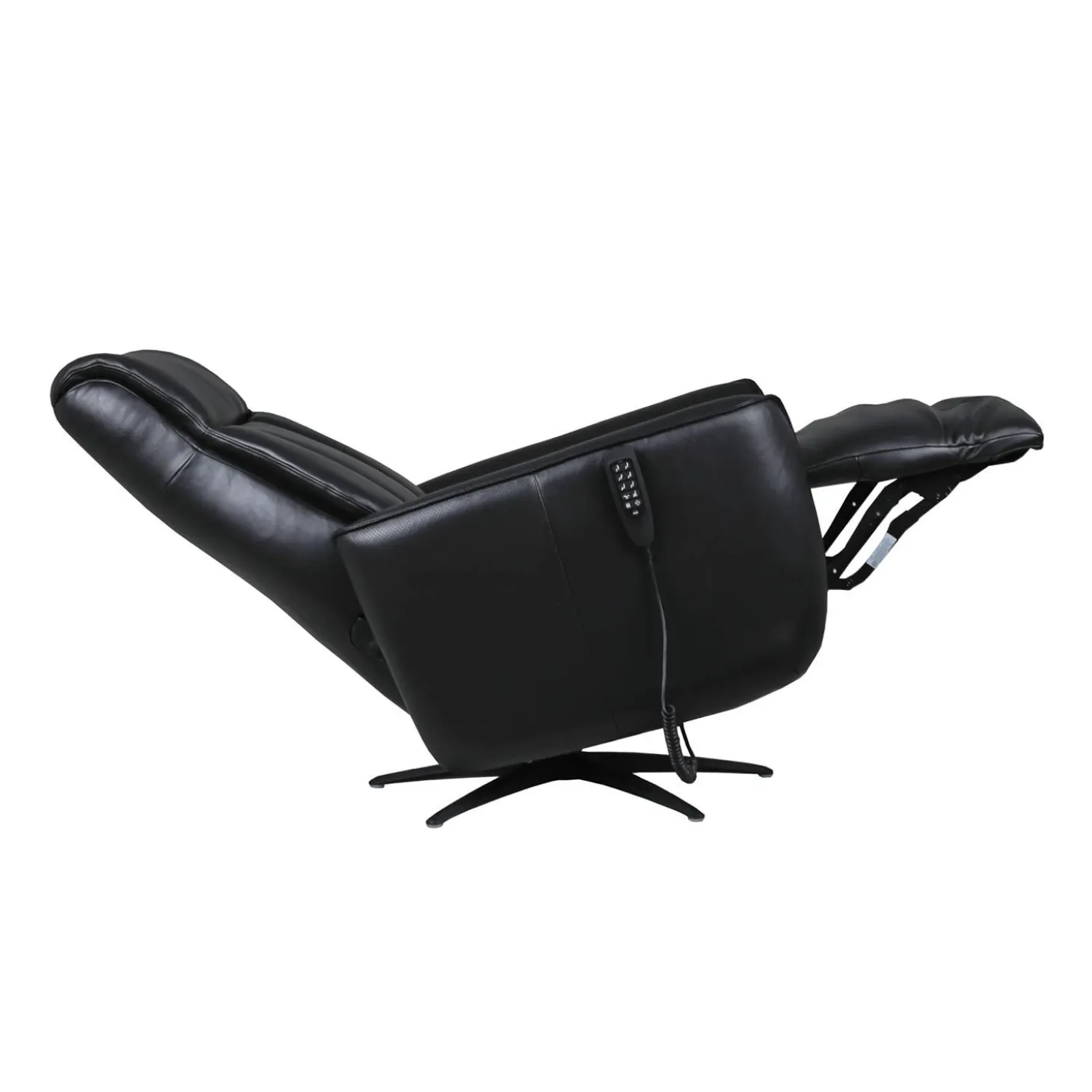 Fauteuil tout cuir électrique inclinable et pivotant 4 moteurs avec massage, haut-parleurs intégrés et lumières LED