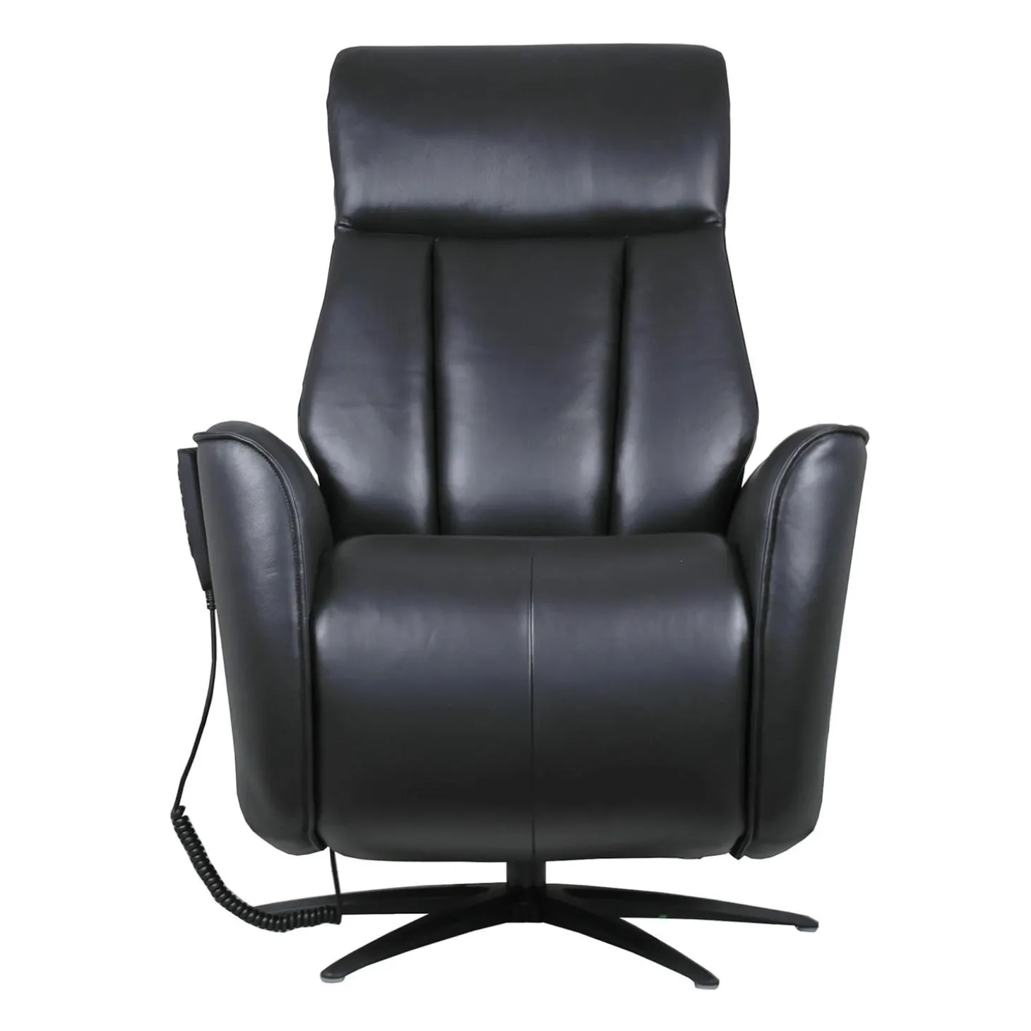 Fauteuil tout cuir électrique inclinable et pivotant 4 moteurs avec massage, haut-parleurs intégrés et lumières LED