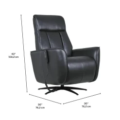 Fauteuil tout cuir électrique inclinable et pivotant 4 moteurs avec massage, haut-parleurs intégrés et lumières LED