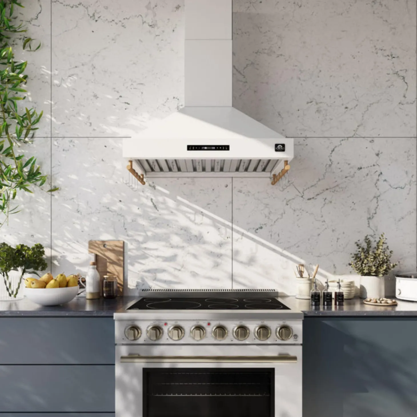 FORNO Hotte de cuisinière murale Cheminée Blanc 35.2" , 375 PI3/MIN-FRHWM5503-36
