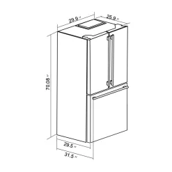 FORNO Réfrigerateur 17,5 pi3 30 po Noir Portes françaises - FFFFD1974-31