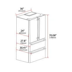 FORNO Réfrigérateur 19,2 pi3 36 po Blanc Portes françaises - FFRBI1820-36