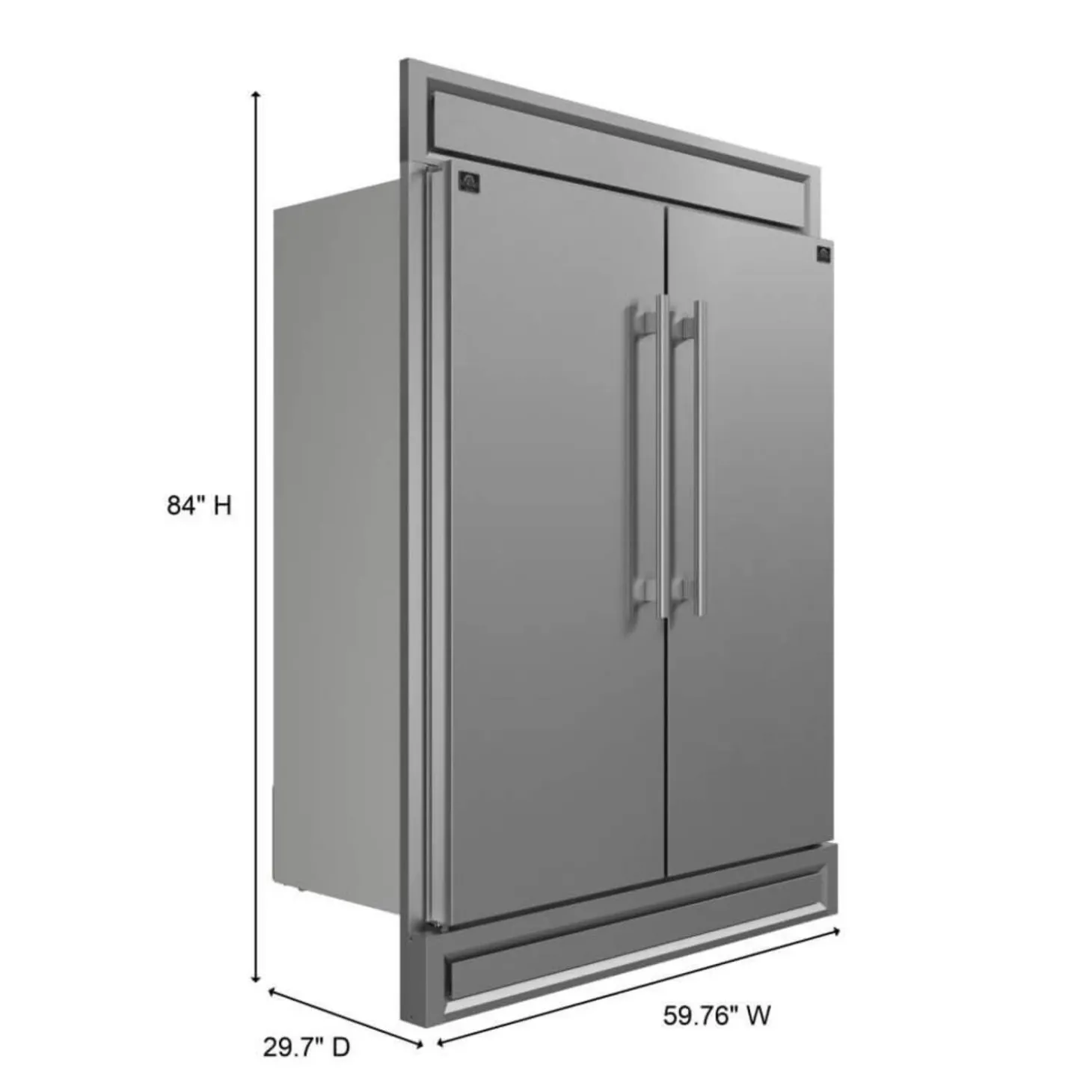 FORNO Réfrigérateur/Congélateur convertible 27,2 pi3 60 po Inox Côte à côte - FFFFD1722-60
