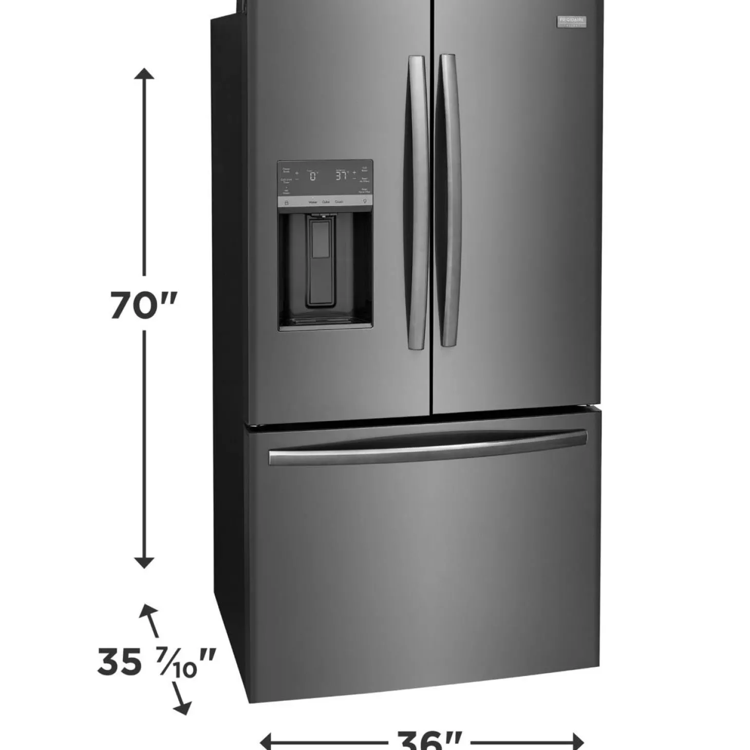 FRIGIDAIRE GALLERY Réfrigérateur 27,8 pi3 36 po Inox noir Congélateur en bas, Portes françaises - GRFS2853AD