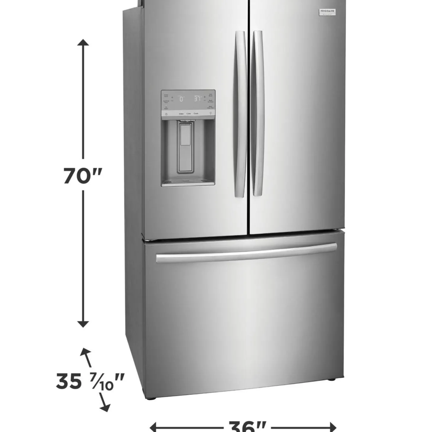 FRIGIDAIRE GALLERY Réfrigérateur 27,8 pi3 36 po Inox Congélateur en bas, Portes françaises - GRFS2853AF