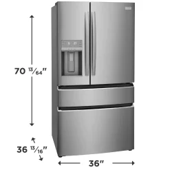 FRIGIDAIRE GALLERY Réfrigérateur 26,3 pi3 36 po Inox Congélateur en bas, Portes françaises - GRMS2773AF