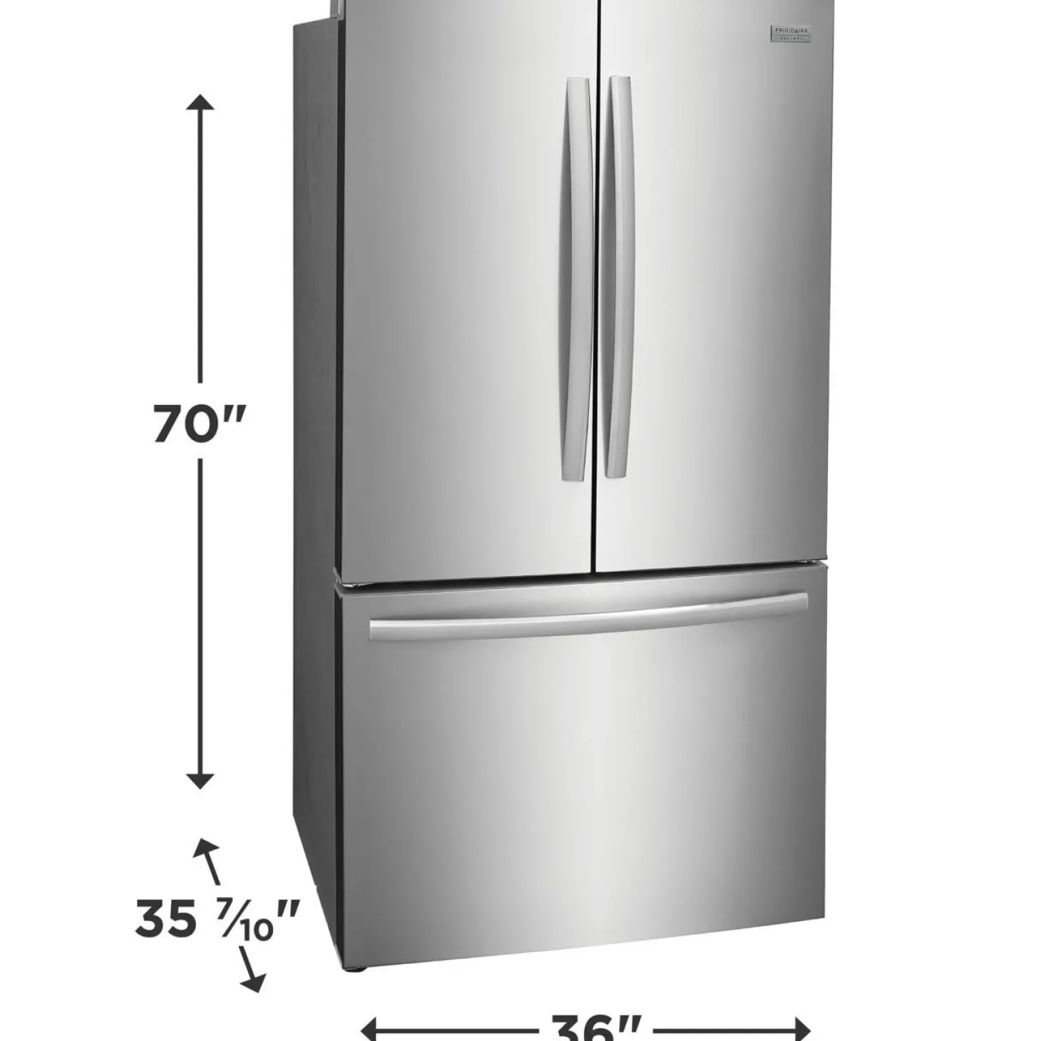 FRIGIDAIRE GALLERY Réfrigérateur 28,8 pi3 36 po Inox Congélateur en bas, Portes françaises - GRFN2853AF