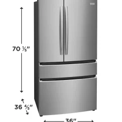 FRIGIDAIRE GALLERY Réfrigérateur 27,2 pi3 36 po Inox Congélateur en bas, Portes françaises - GRMN2872AF