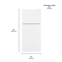 FRIGIDAIRE Réfrigérateur 18 pi3 30 po Blanc Congélateur en haut - FRTE1835AW