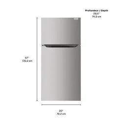 FRIGIDAIRE Réfrigérateur 18 pi3 30 po Inox Congélateur en haut - FRTE1835AV