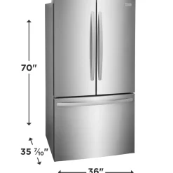 FRIGIDAIRE Réfrigérateur 27,8 pi3 36 po Inox Congélateur en bas, Portes françaises - FRFS2823AS