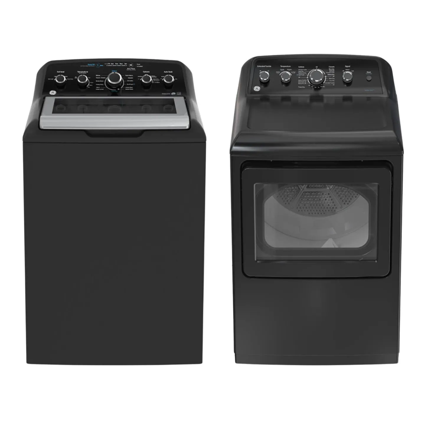 GE Ensemble laveuse sécheuse, Noir, Chargement par le haut
