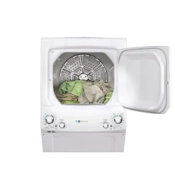 GE Laveuse et sécheuse superposées, Blanc, 27'', 800 RPM - GUD27EEMNWW