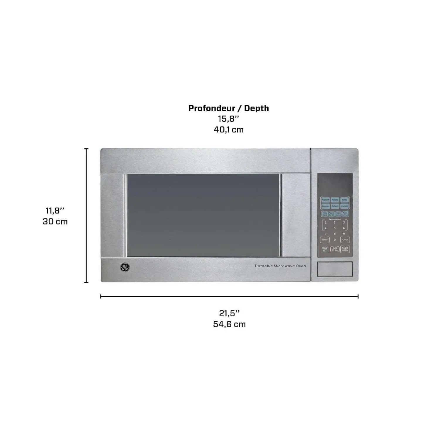 GE Micro-ondes 1,1 pi3 Acier inoxydable21.5" JES1140STC