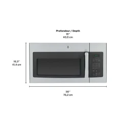 GE Micro-ondes/hotte 1,6 pi3, Acier inoxydable, 30", 300