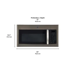 GE Micro-ondes/hotte 1,6 pi3, Ardoise, 30", 300