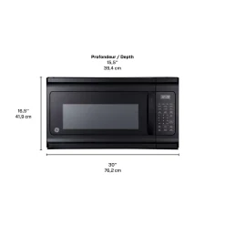GE Micro-ondes/hotte 1,6 pi3, Noir, 30", 300