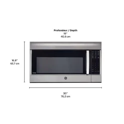 GE Profile Micro-ondes/hotte 1,8 pi3, Acier inoxydable, 30