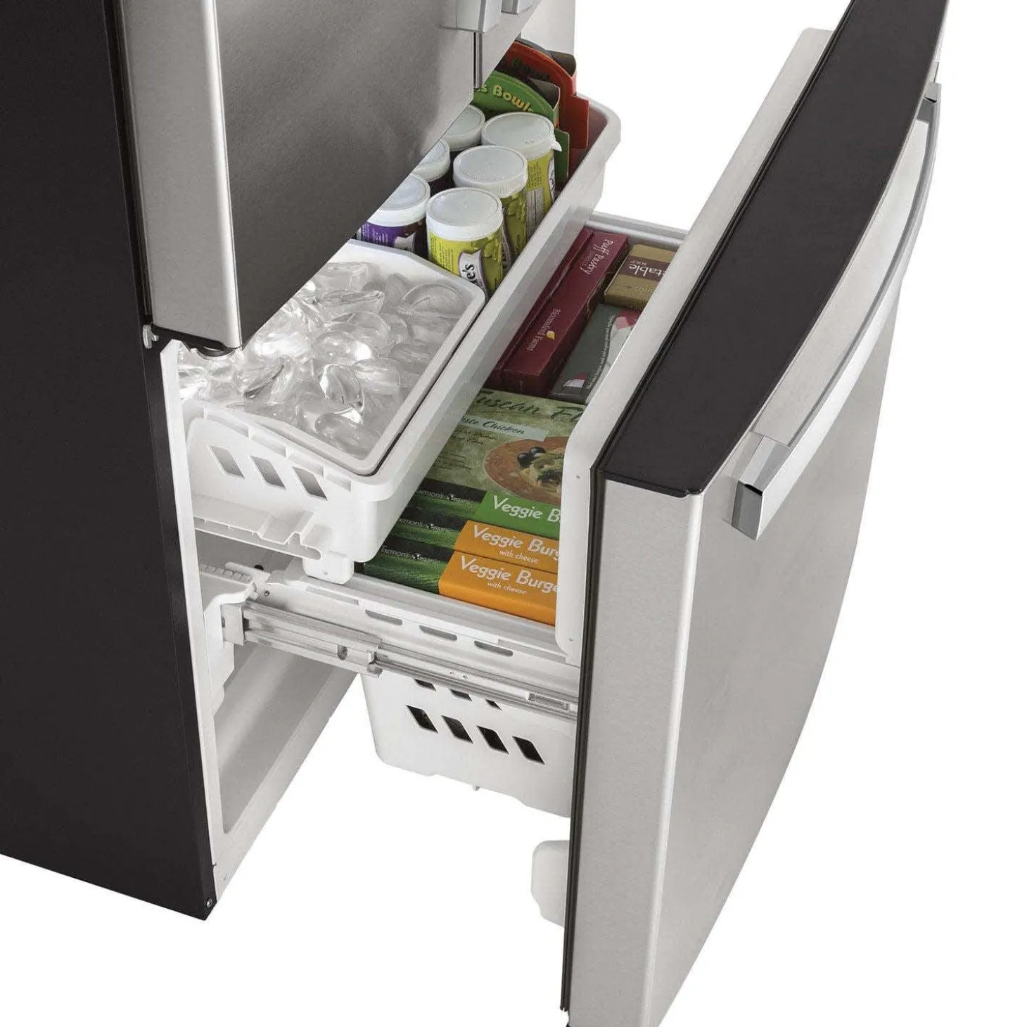 GE Réfrigérateur 18,6 pi3 33 po Acier inoxydable Congélateur en bas, Portes françaises - GWE19JYLFS