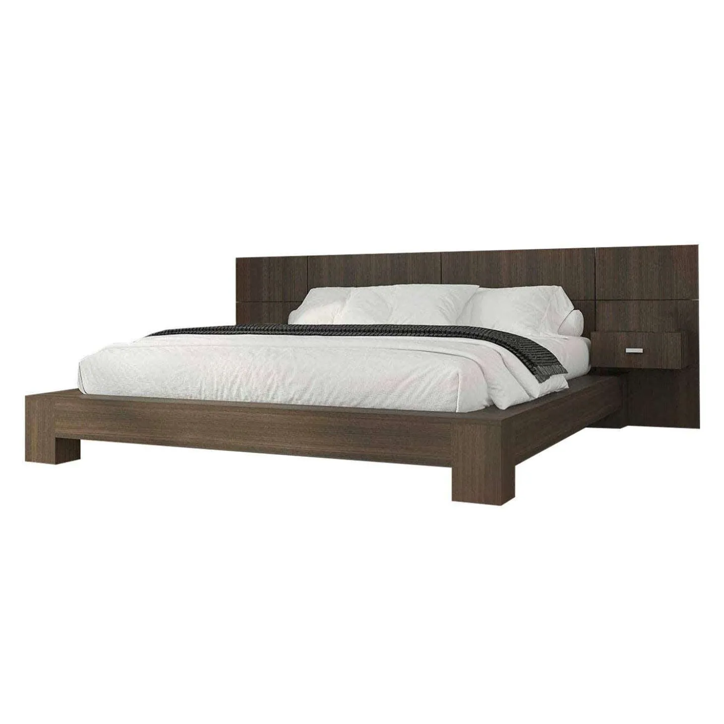 Grand lit avec panneaux et tables de chevet (60")