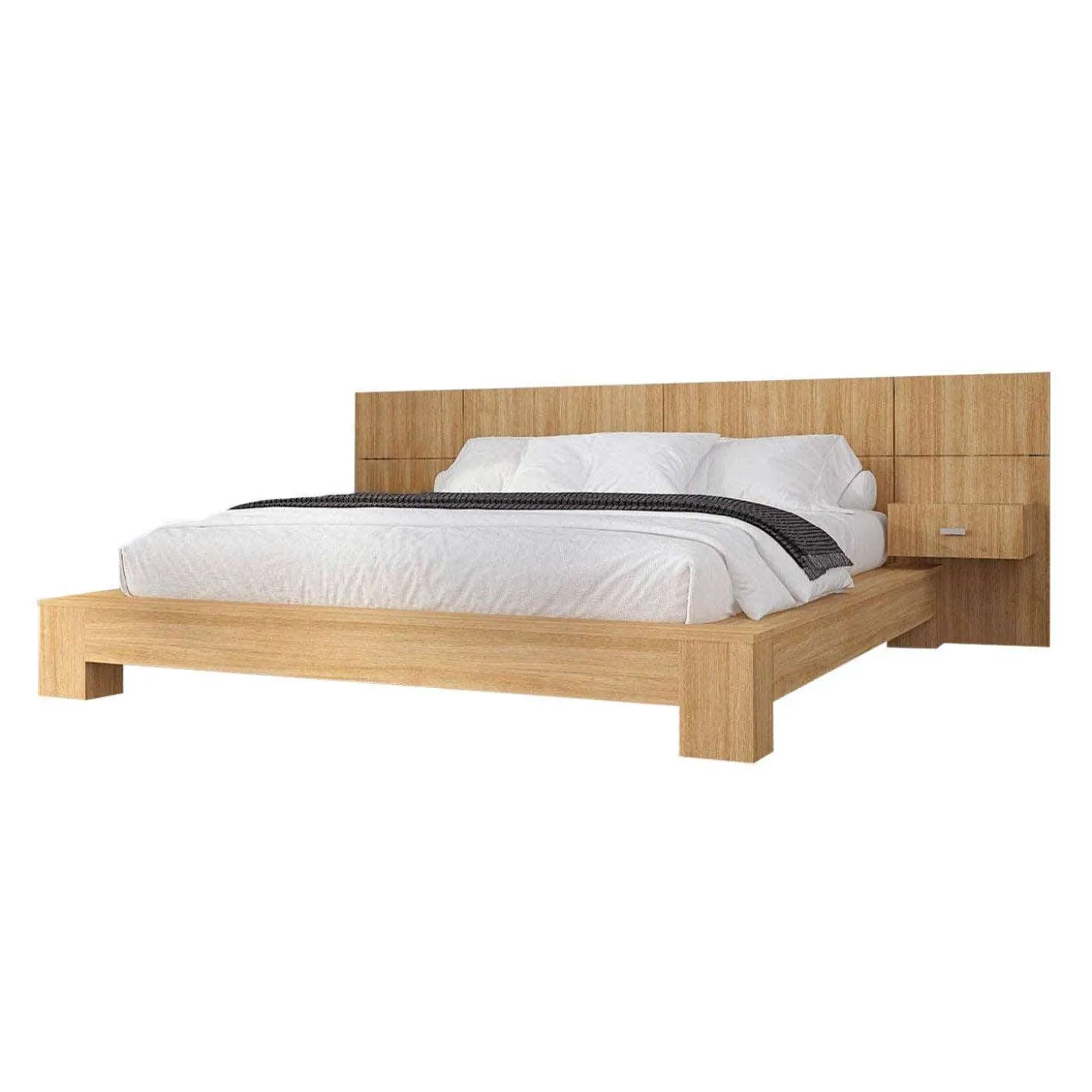 Grand lit avec panneaux et tables de chevet (60")
