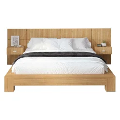 Grand lit avec panneaux et tables de chevet (60")