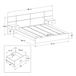 Grand lit avec panneaux et tables de chevet (60