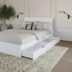Grand lit avec rangement 2 tiroirs et tête de lit (60