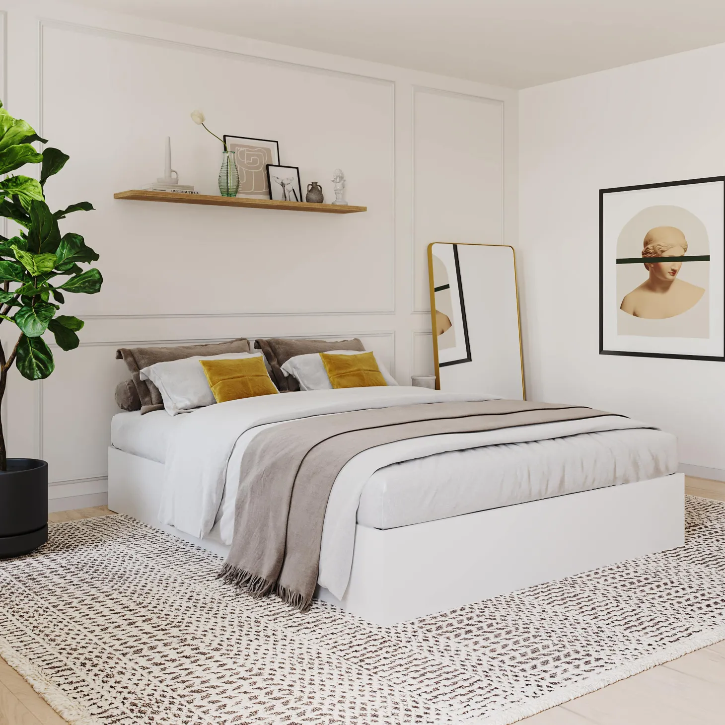 Grand lit avec rangement 3 tiroirs (60") - Nexera