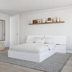 Grand lit avec rangement 2 tiroirs et tête de lit (60