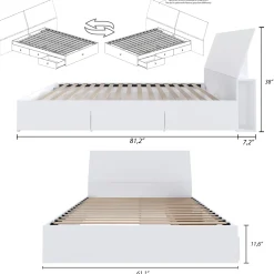 Grand lit avec rangement 3 tiroirs et tête de lit (60