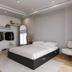 Grand lit avec rangement 2 tiroirs (60