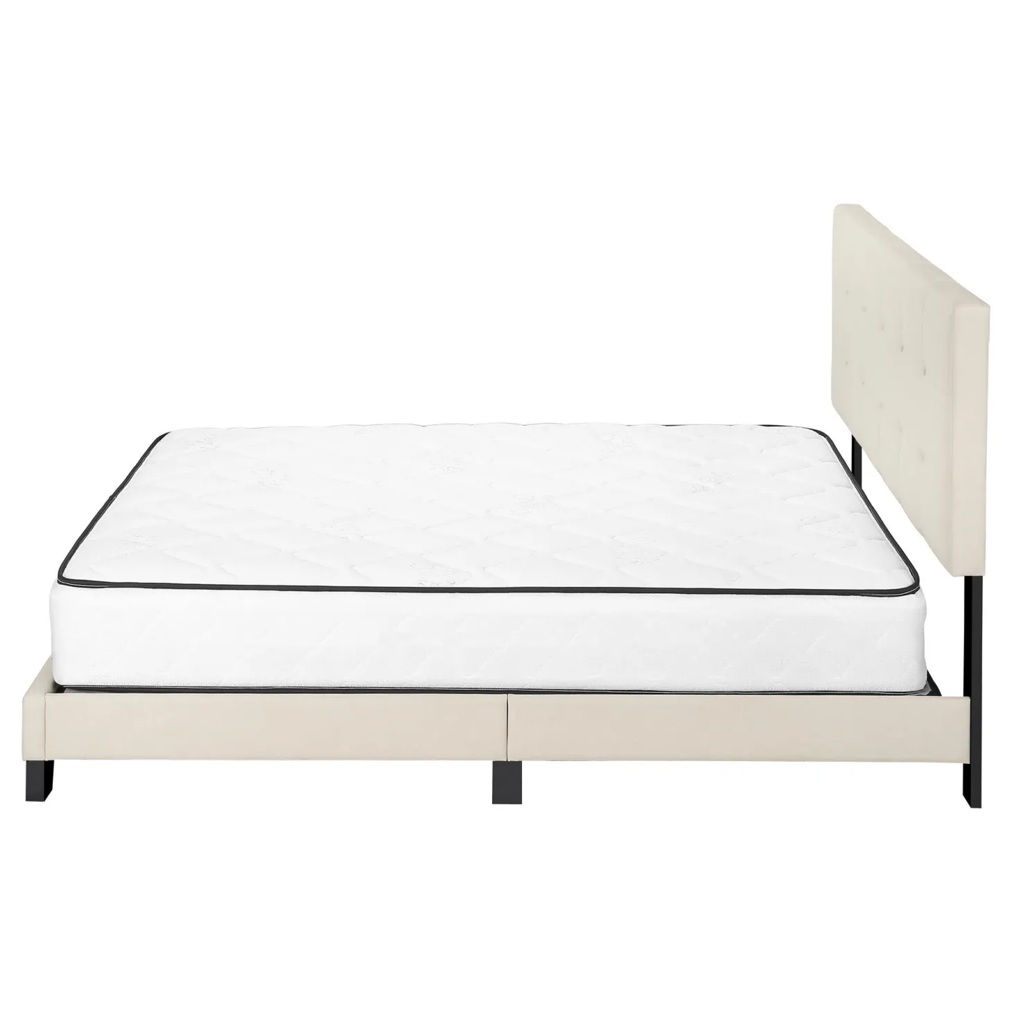 Grand lit en tissu avec tête de lit (60") - Monarch