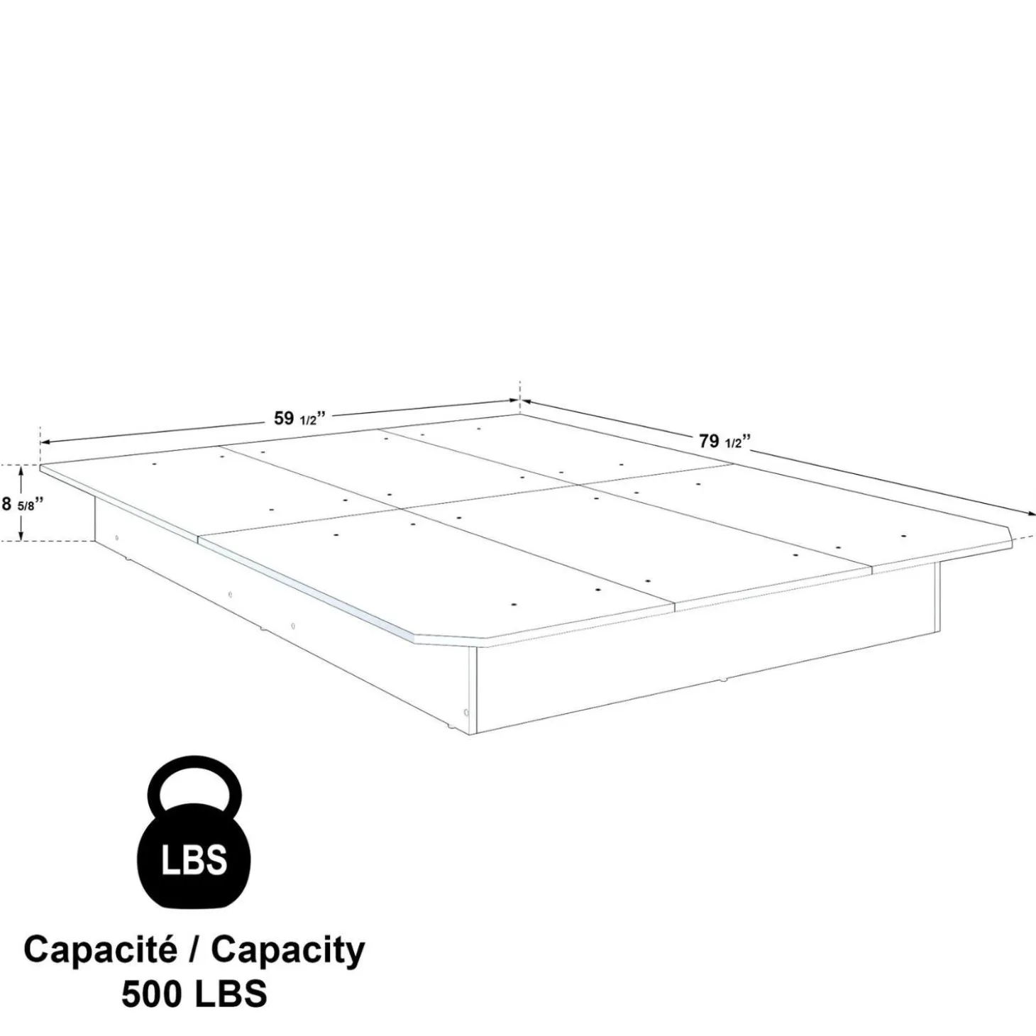 Grand lit plateforme (60'')