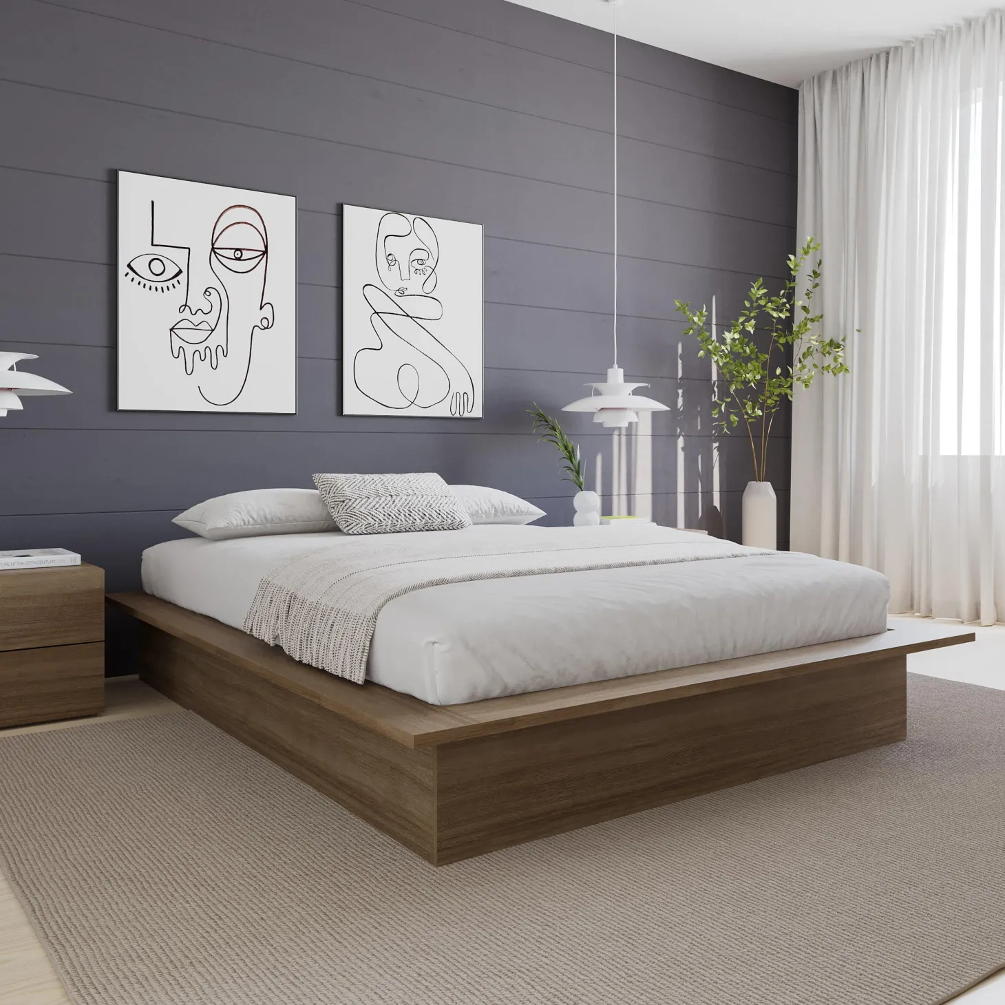 Grand lit plateforme (60") - Nexera