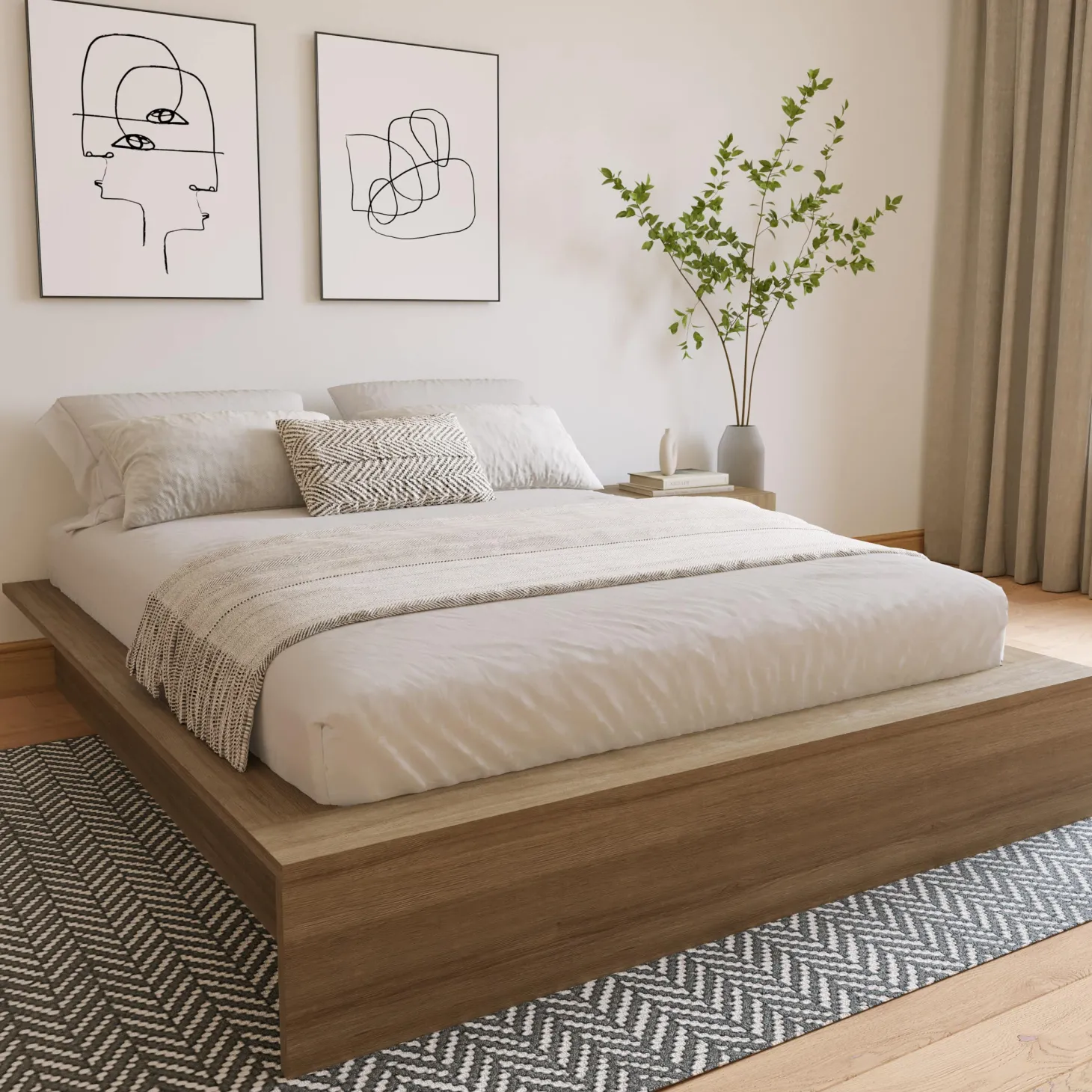 Grand lit plateforme (60") - Nexera