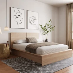 Grand lit plateforme avec tête de lit (60