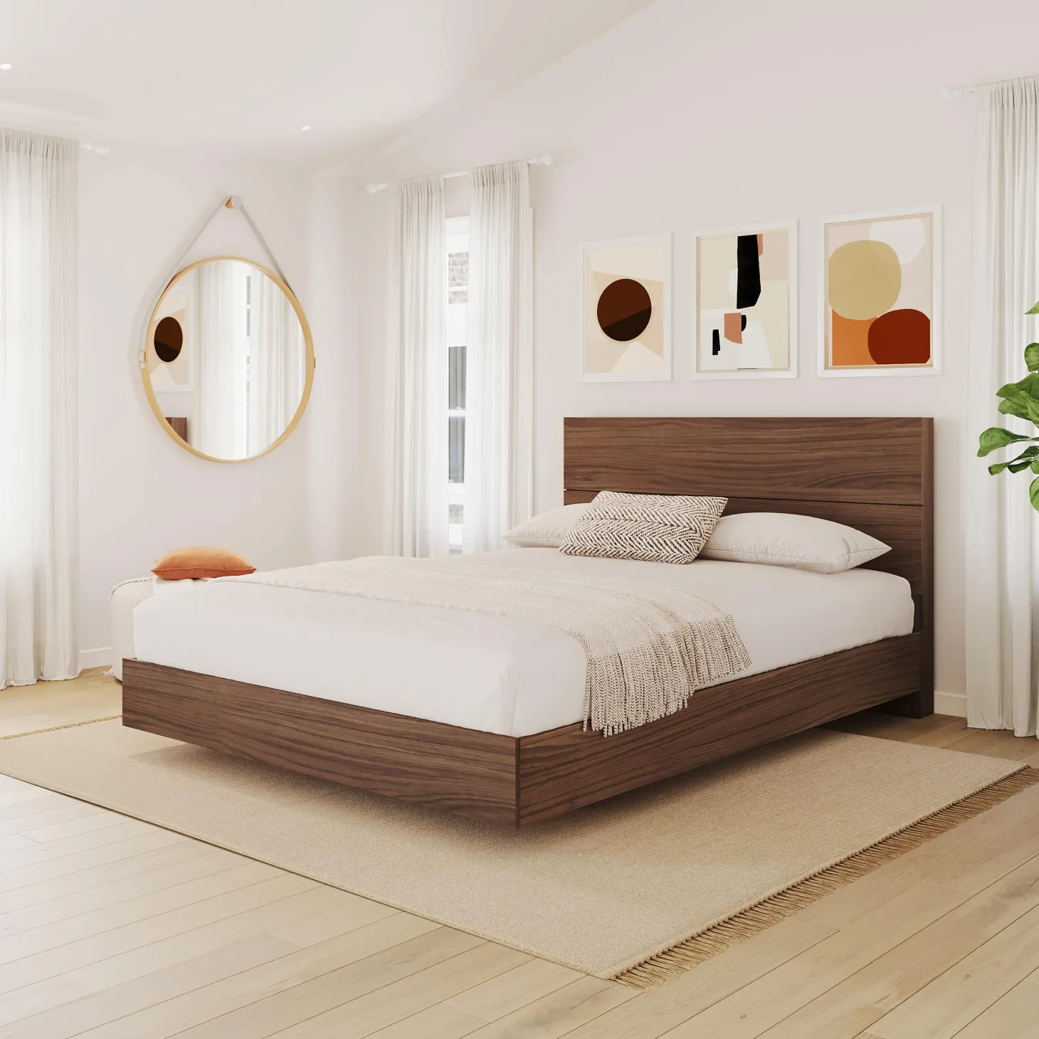 Grand lit plateforme avec tête de lit (60") - Nexera