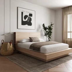 Grand lit plateforme avec tête de lit (60