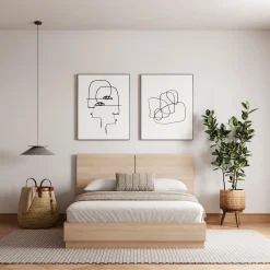 Grand lit plateforme avec tête de lit (60