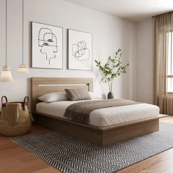 Grand lit plateforme avec tête de lit (60