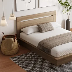 Grand lit plateforme avec tête de lit (60