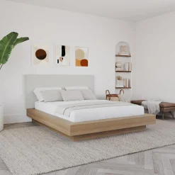Grand lit plateforme en tissu avec tête de lit (60
