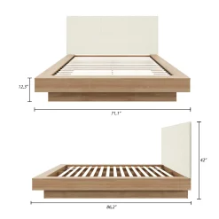 Grand lit plateforme en tissu avec tête de lit (60