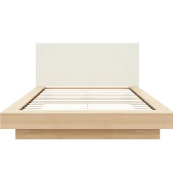 Grand lit plateforme en tissu avec tête de lit (60") - Nexera