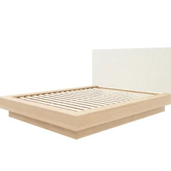 Grand lit plateforme en tissu avec tête de lit (60
