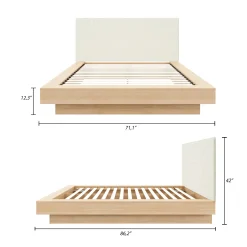 Grand lit plateforme en tissu avec tête de lit (60