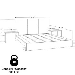 Grand lit plateforme et tables de chevet intégrées (60