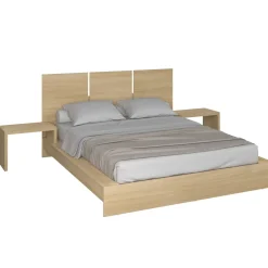 Grand lit plateforme et tables de chevet intégrées (60")